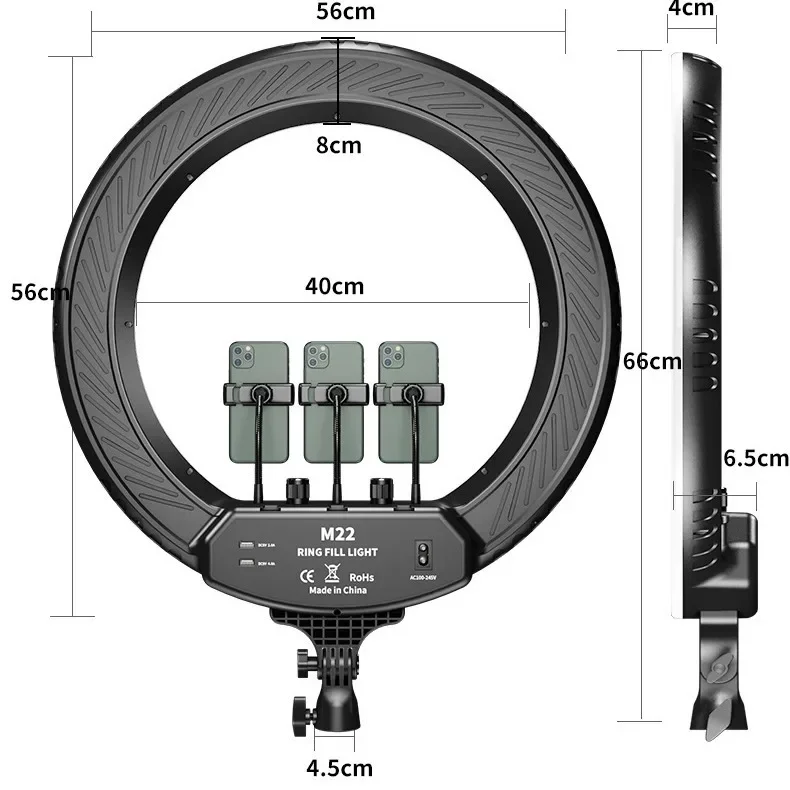 M22 inch LED live streaming host photography filling light beauty ring photo light tripod bracket selfie live stream light