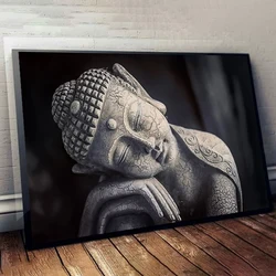 Black And White Meditating Buddha Statue Canvas Painting Buddhism Posters Prints Wall Art Pictures for Living Room Home Decor
