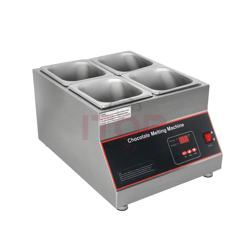 Cocina digital comercial, 4 ollas, fusión de chocolate eléctrica, máquina de fusión de 10 kg, ollas de acero inoxidable