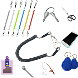 Llavero en espiral elástico de 1,2/2/3m, cuerda de resorte elástica antipérdida para teléfono, mosquetón de Metal para cordones de pesca al aire libre