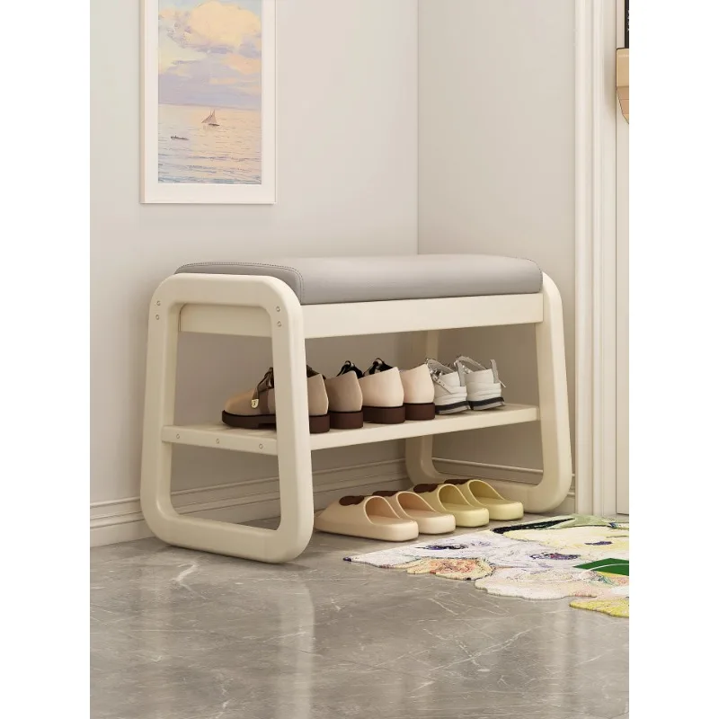 

Табурет для смены обуви из цельного дерева, бытовой табурет для хранения у двери, узкий табурет для обуви, шкаф для обуви, кремовый табурет для примерочной