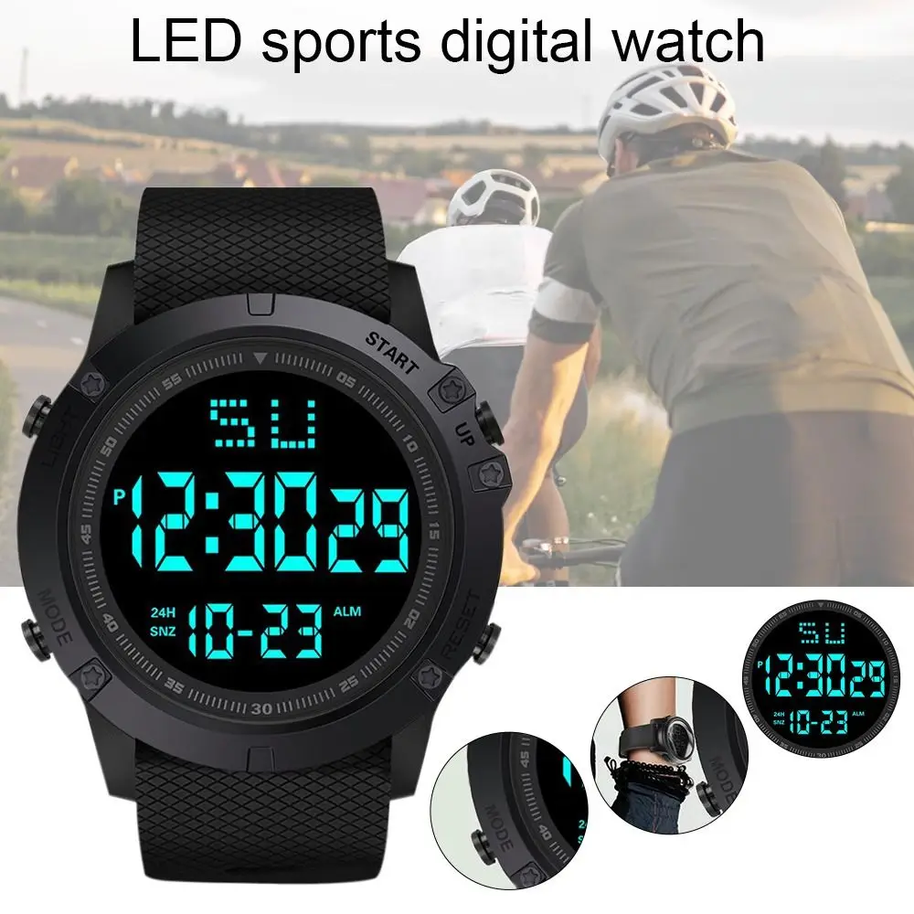 

Large Dial Waterproof Sports Watch Casual Simple Mens Watch LED Screen Multifunctional Wristwatches Sports