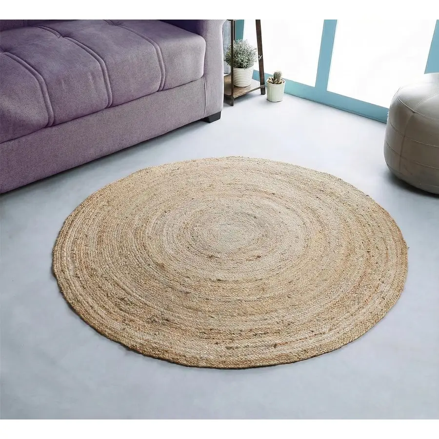 

Плетеный ковер из джута ручной работы, 4 круглых натуральных ковра в стиле бохо, двусторонние, для прихожей, кухни, гостиной, декоративные в стиле фермерского дома