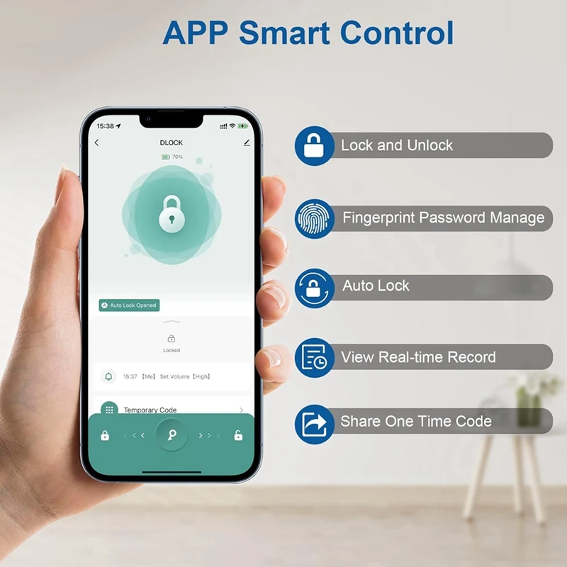 Fingerprint Door Lock With APP Control/Fingerprint/Password/Key, Smart Deadbolt Lock With Automatic Lock