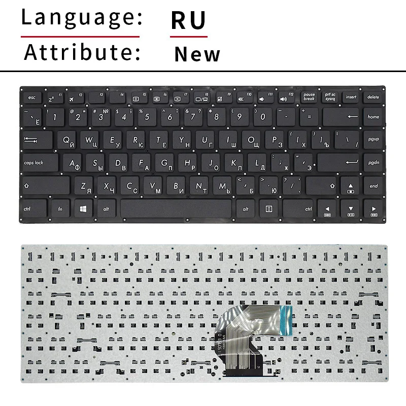 Teclado de portátil ruso de EE. UU. Para ASUS E403, E403N, E403NA, R416N, X400N, E403SA, E403S, E403M, E403MA, reemplaza el teclado de portátil