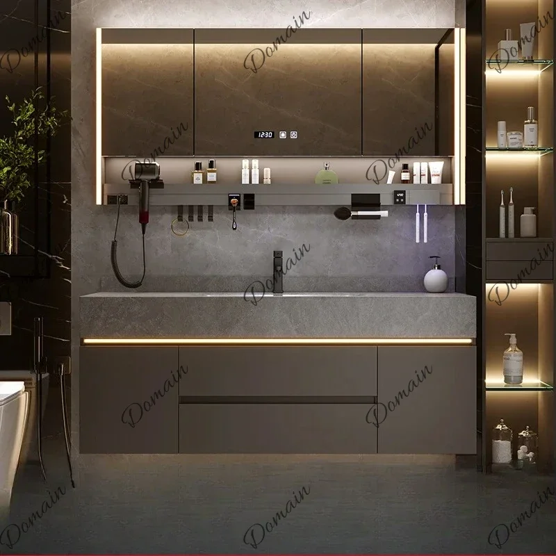 IOB Bathroom Cabinet with Rock Plate Integrated Basin Bathroom Vanity Cabinet with Sink Smart Mirror Combination Bathroom Furnit