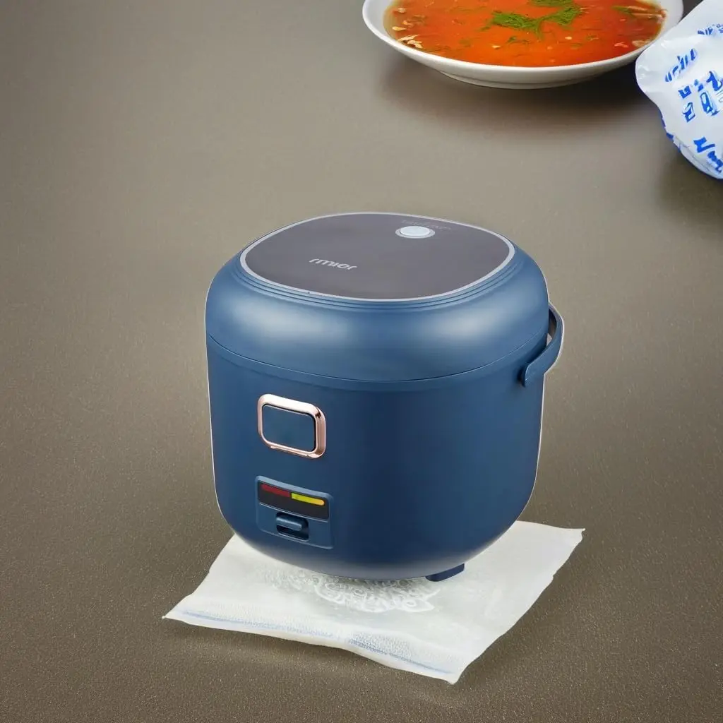 หม้อหุงข้าวพกพาขนาดเล็ก 2 ลิตร พร้อมถาดอบไอน้ํา 12V-24V - สีฟ้า