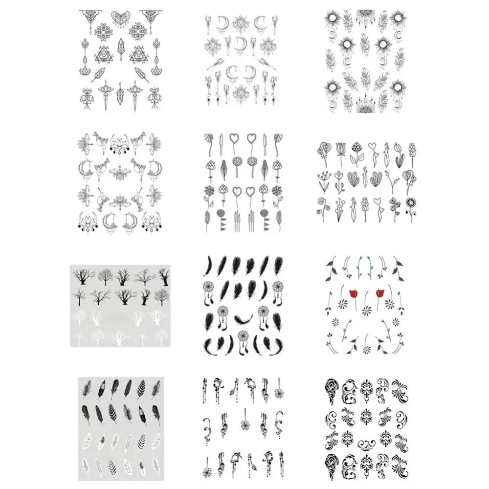 50 Sheets Nail Stickers Mixed Designs Water Transfer Nail Art Sticker Watermark Decals DIY Decoration For Beauty Nail Tools