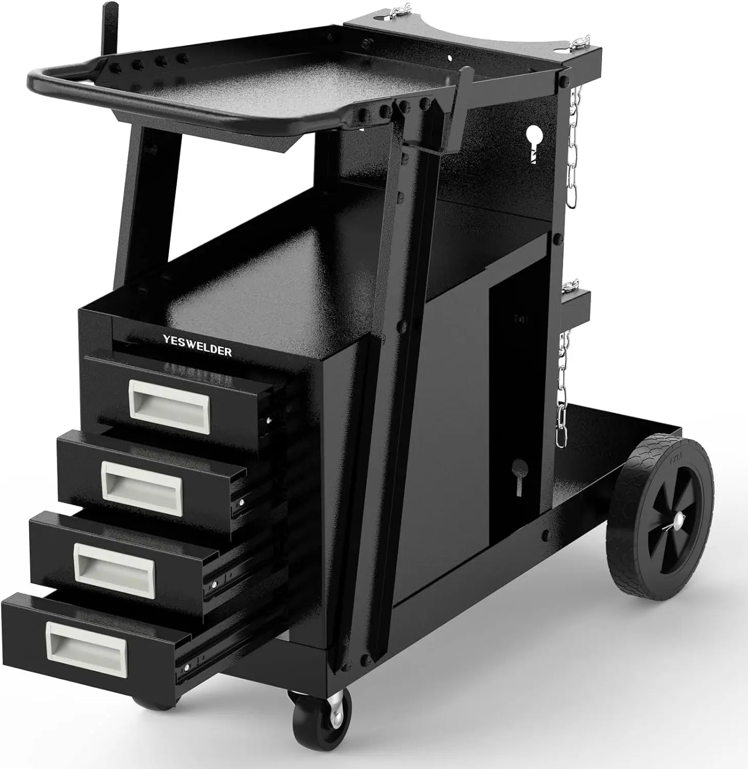 

Heavy Duty Welding Cart with 4 Drawers for MIG TIG Plasma Cutter, Large Storage 360° Rolling Trolley