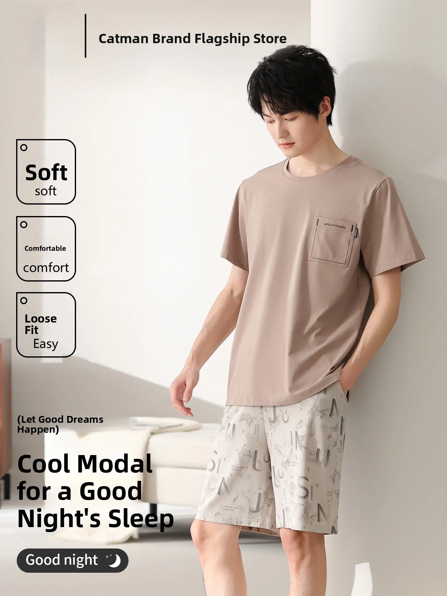 men's-summer-sleepwear-short-sleeve-modal-cotton-home-clothes-set-outerwear-comfortable-breathable-loose-fit-round-neck
