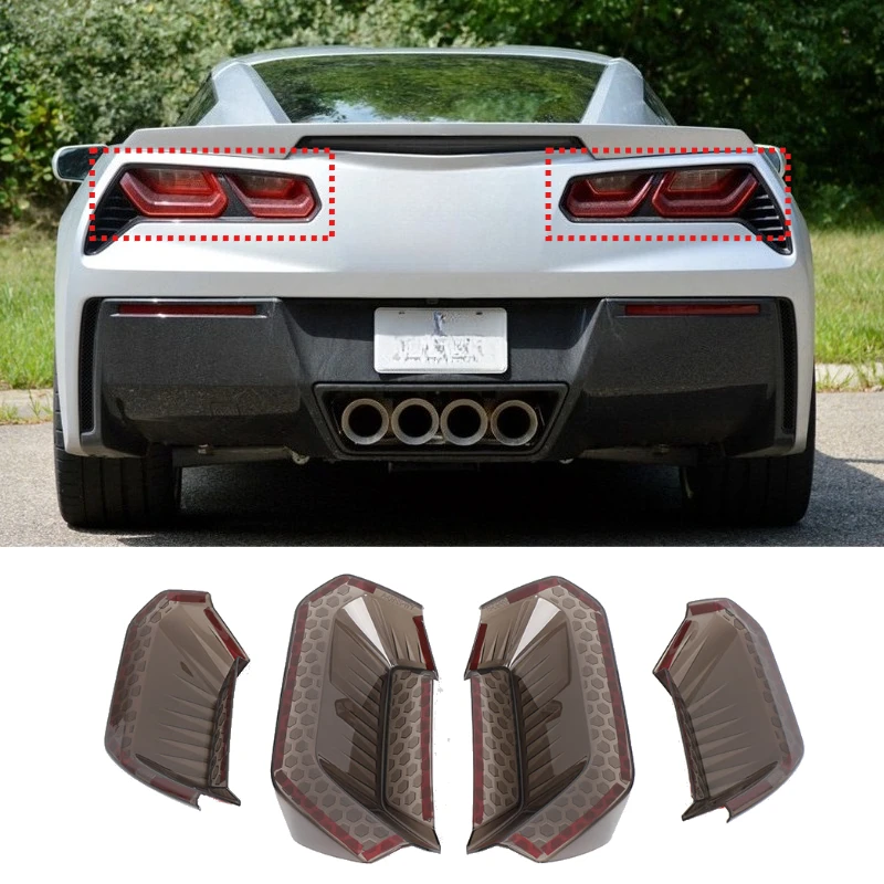 

ABS blackened For Chevy Corvette C7 2014-2019 Car Rear Tail Light Rear fog lamps Blackout cover trim sticker