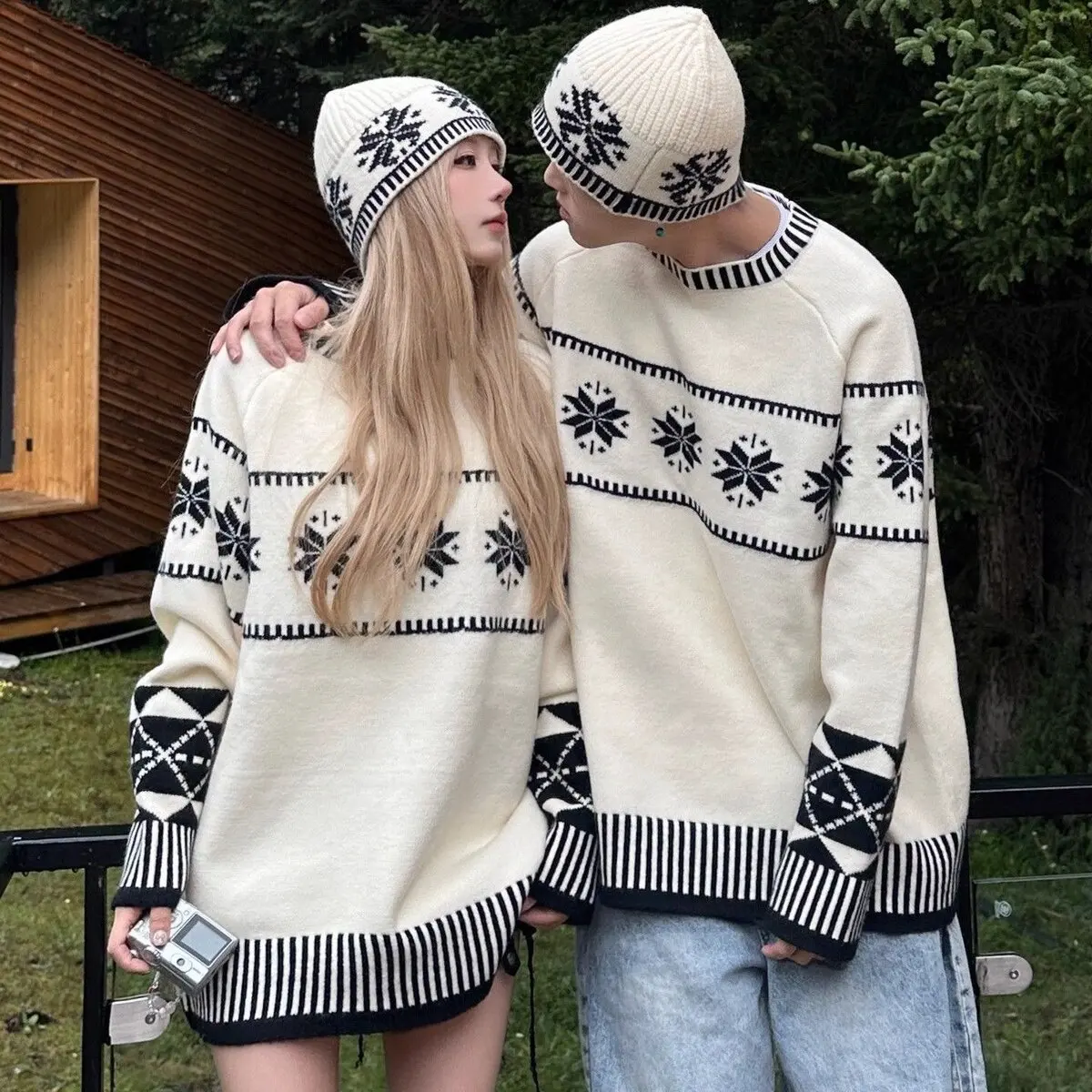 

Свитера для пар, свободные, ленивые, модные, вязаные, длинные све, теплые, дышащие, круглые, для дома, на открытом воздухе, на каждый день, удобные модные