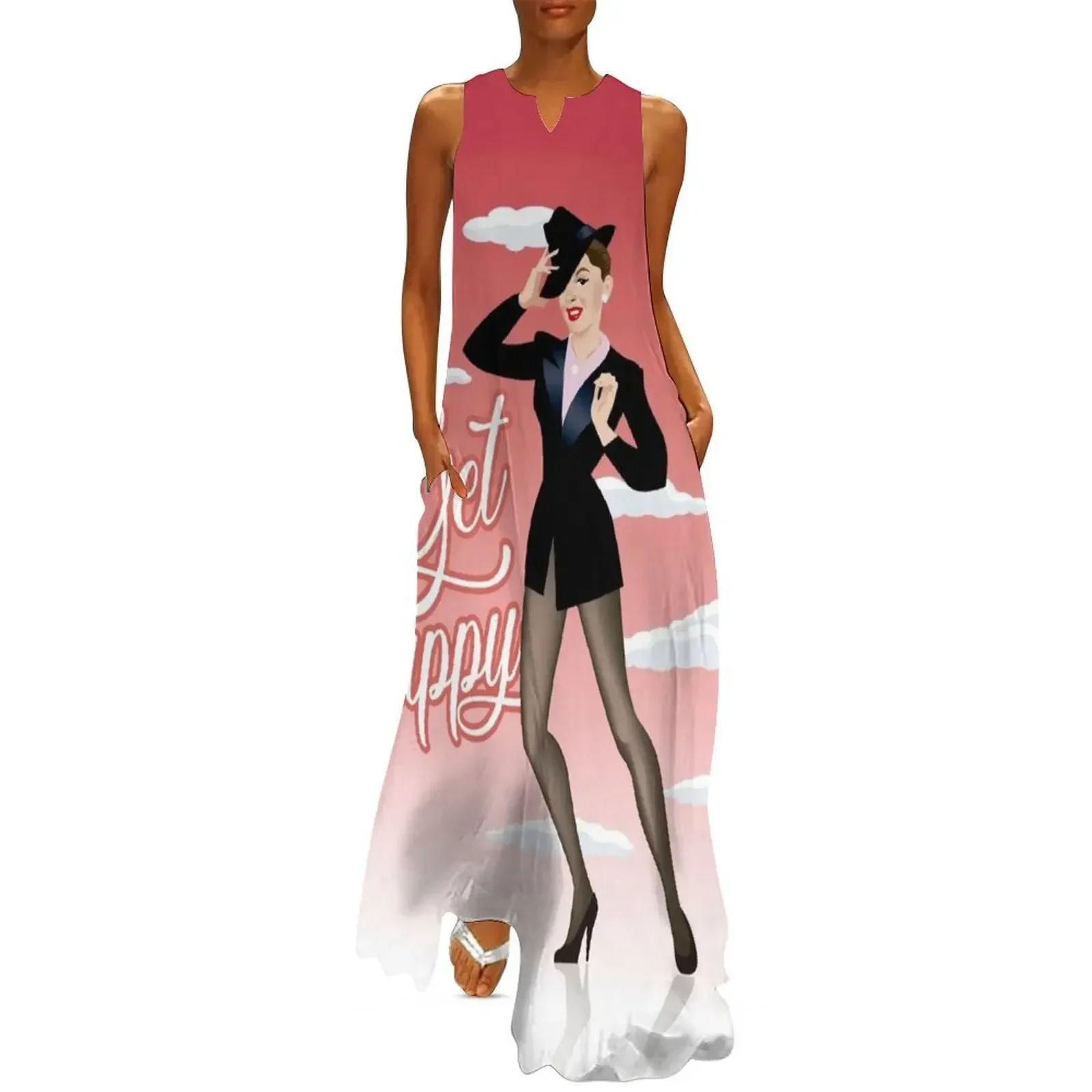 

Get happy Long Dress Women's long dress Aesthetic clothing Dress woman