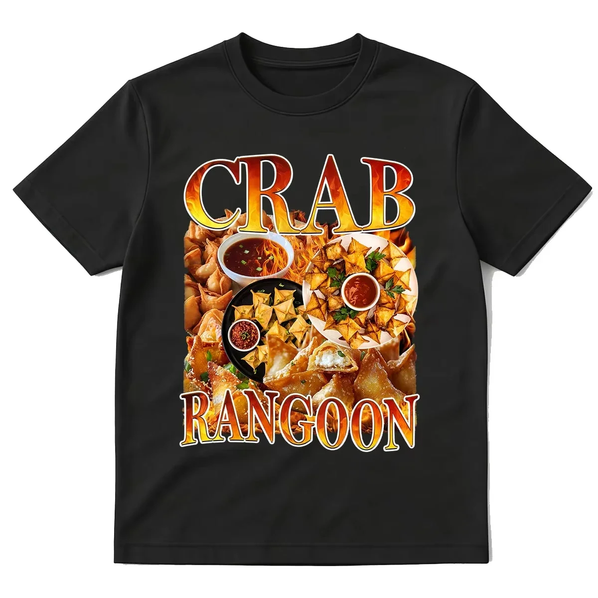 Crab Rangoon Vintage Food T-Shirt Retro 90s Funny Snack Asian Appetizer Graphic T-Shirts WomenShort Sleeve T Shirt