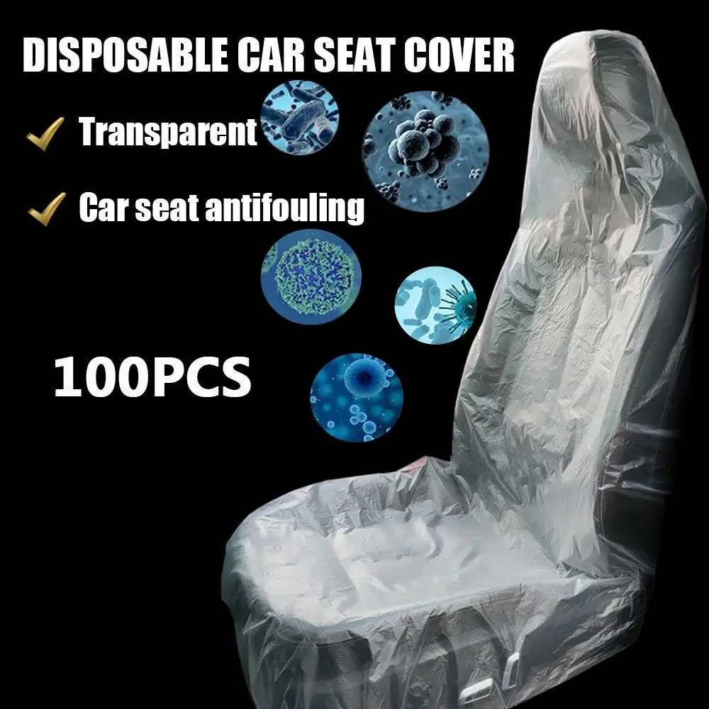100Pcs PE Plastic Interior Accessories Waterproof Auto Seat Covers Car Chair Cover Auto Seat Protector Car Accessories