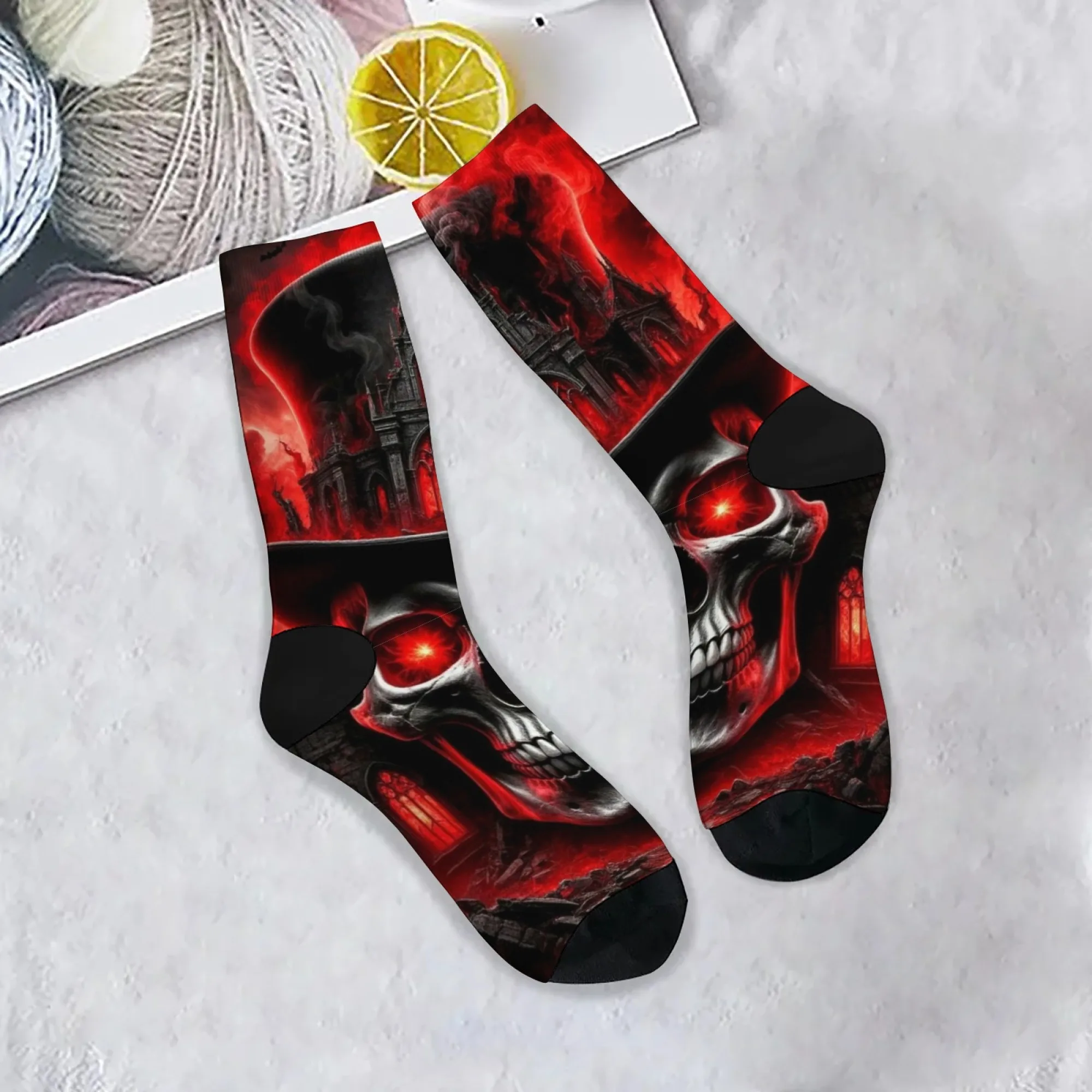 

Мужские носки с загадочным металлическим черепом, удобные модные повседневные спортивные носки в стиле ретро, новинка, забавные носки в стиле сумасшедшего хип-хопа