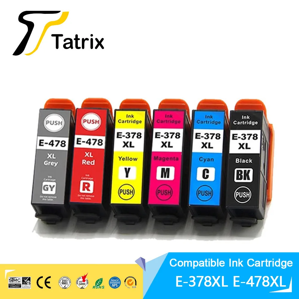 Tatrix 378XL 478XL T378XL T478XL 378 T378 Premium Color Compatible Ink Cartridge for Epson Expression Photo XP-15000 Printer