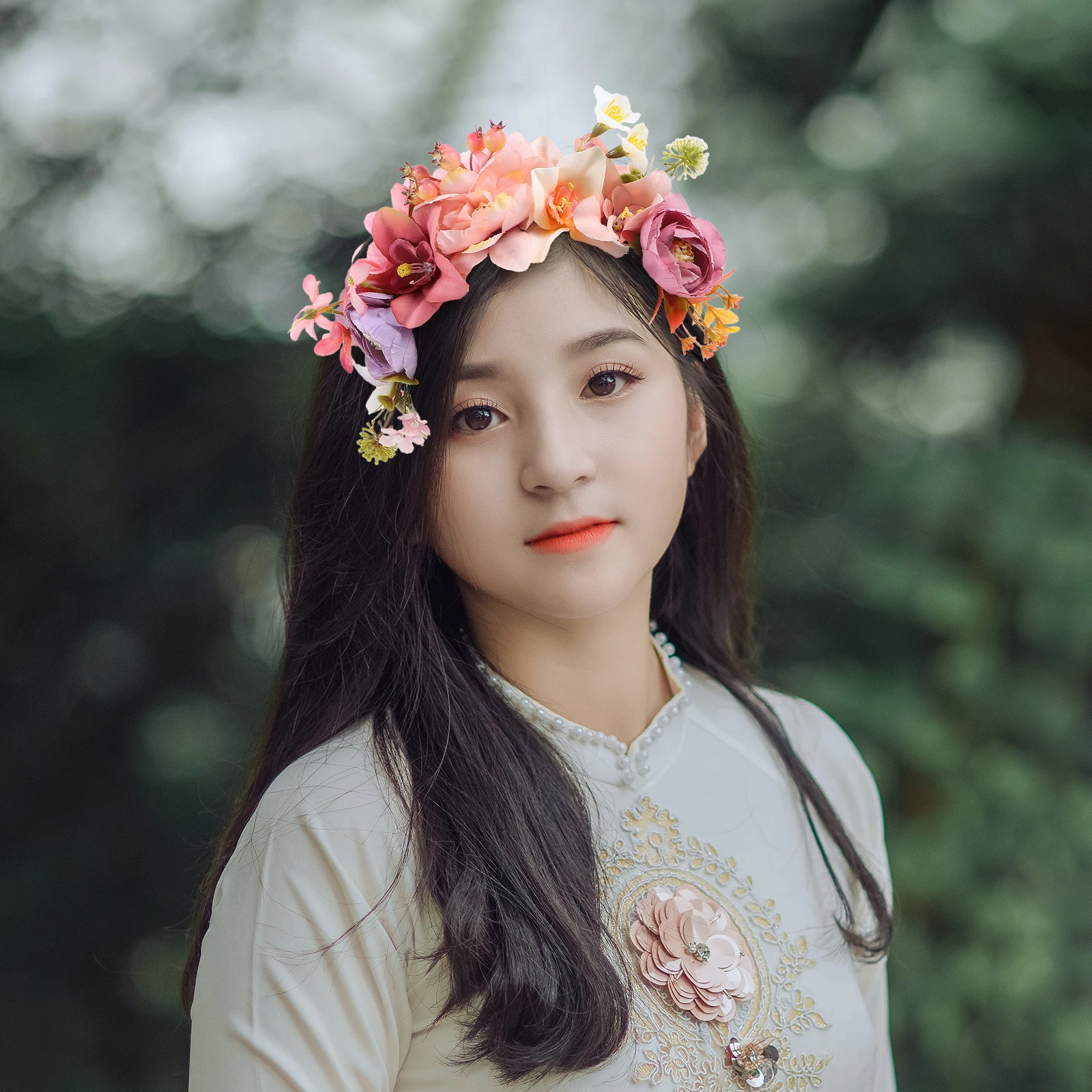 

Flower Headband for Women Girls Fabric Hair Accessories Adult Party Headdress Valentine Holiday Decorative Photo Prop Funny