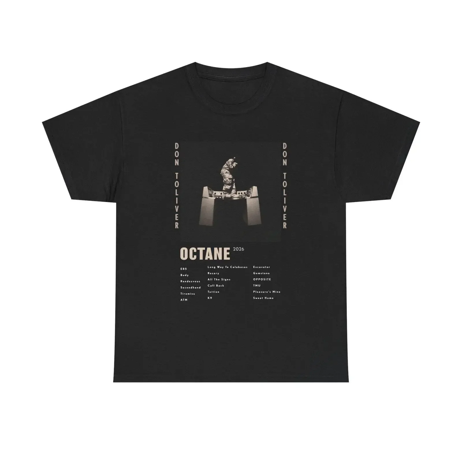 Don Toliver Octane T Shirt Rap  Black Vintage Style  vintage Washed Slightly streetwear Versatile Casual Unisex