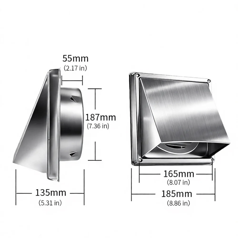 Square Wall Mounted Exhaust Vent Cover Stainless Steel Air Grille For Dryer Duct Ventilation Outlet For Pride Hardware