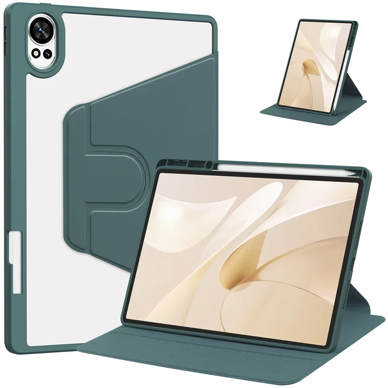 For OPPO Pad 2 11.61inch Case with Pen Holder 360 Rotating Acrylic Clear Hard Tablet Coque Case
