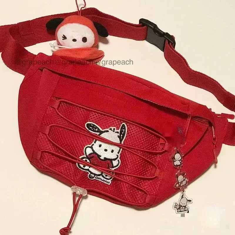 Sanrio Hello Kitty Solid Color Chest Bag dla kobiet Czerwona torba podróżna o dużej pojemności Crossbody Half Moon Fanny Packs Torba na ramię