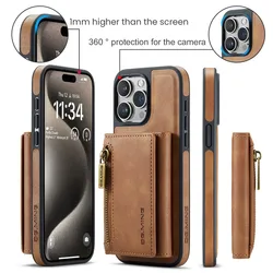 RFID Magnetic Detachable Leather Wallet Case for Apple iPhone 17 Air 11 12 13 14 Plus 15 16 Pro Max 16E Wireless Charge Cover
