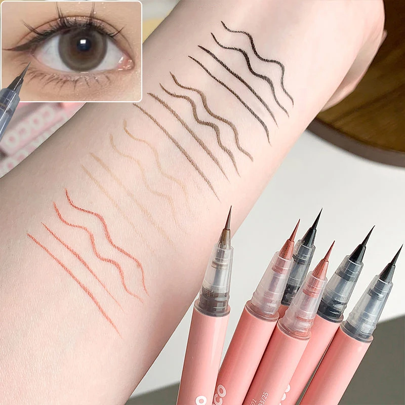 Schwarzer ultra dünner Eyeliner wasserdicht matt flüssiger Eyeliner Bleistift dauerhaft liegende Seidenraupen augen Make-up schnell trocknende Kosmetik