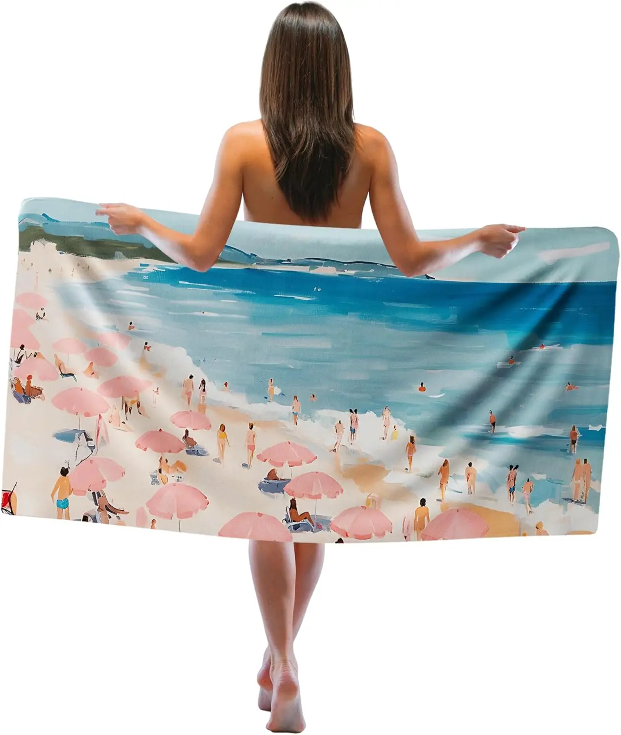 

Coastal Surf Beach Towel, Ocean Blue Surfer Sand Towels Gifts for Beach Loves Women Girls, Preppy Summer Surfing Quick Dry Bath