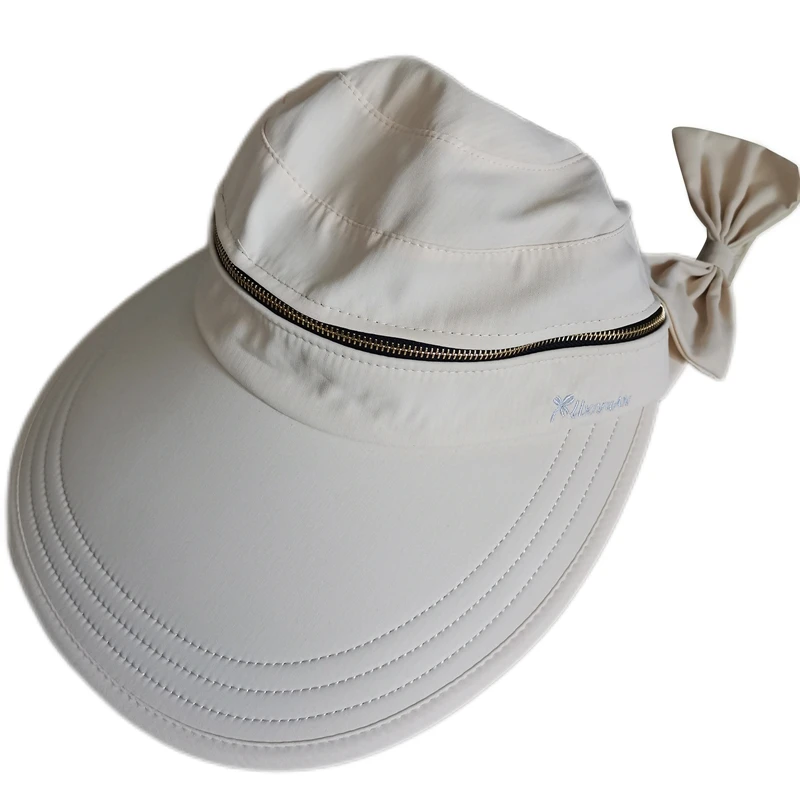 2024 Summer Hat Removable Cap Top with Zipper Empty Top Hat Anti-UV Sun Hats Ladies Cotton Foldable Wide Brim Hat Visor Caps