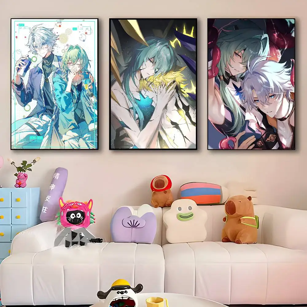 Anime Game Honkai Star Rail Anaxa X Phainon Posters HD Print Vintage Wall Art Decor for Home Study Room