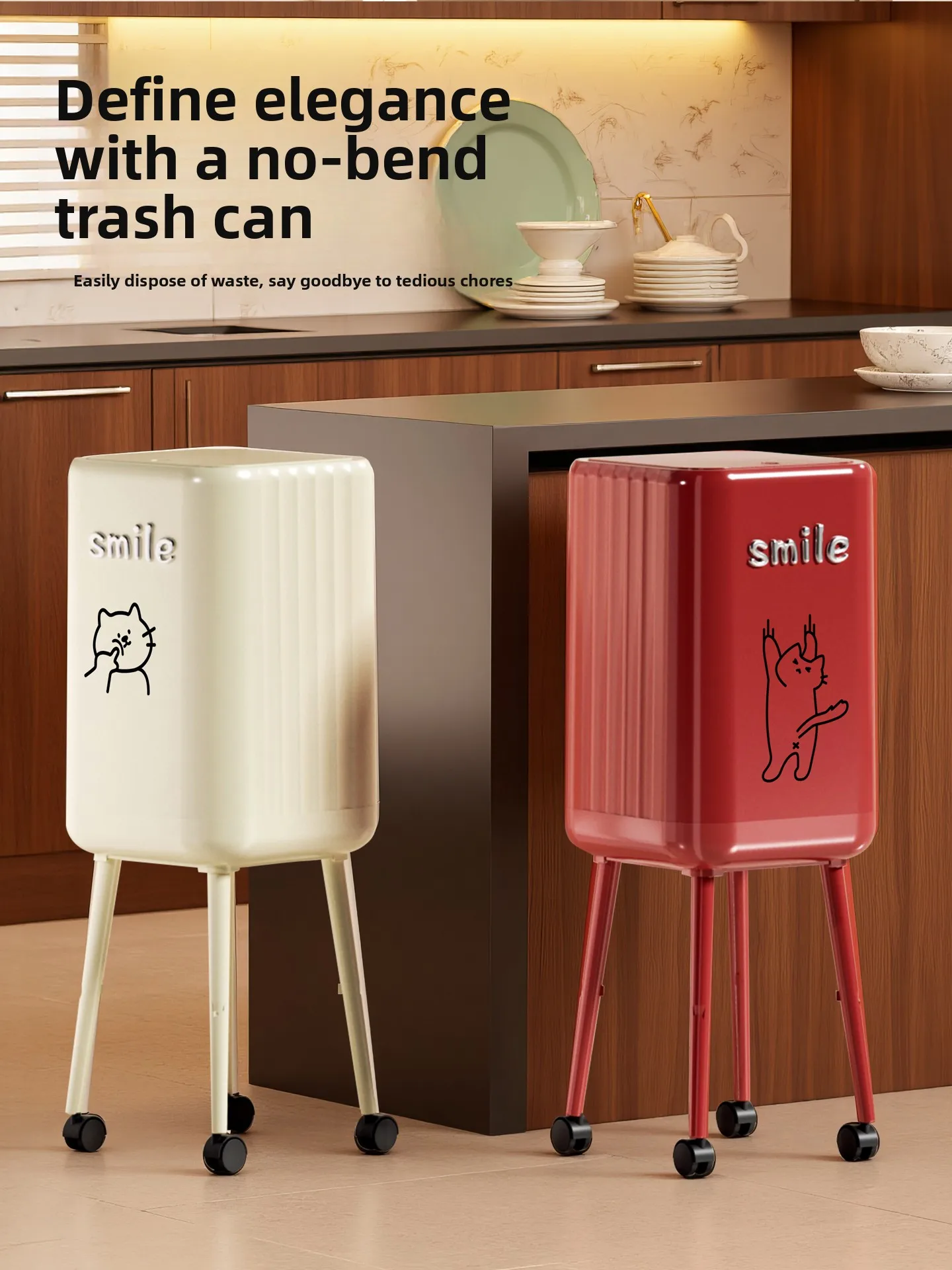 

Large Capaci Kitchen Tra Can with Lid Easy to Move No Bending Waist Hygienic Buet Cr Sle Household Cleaning Tools