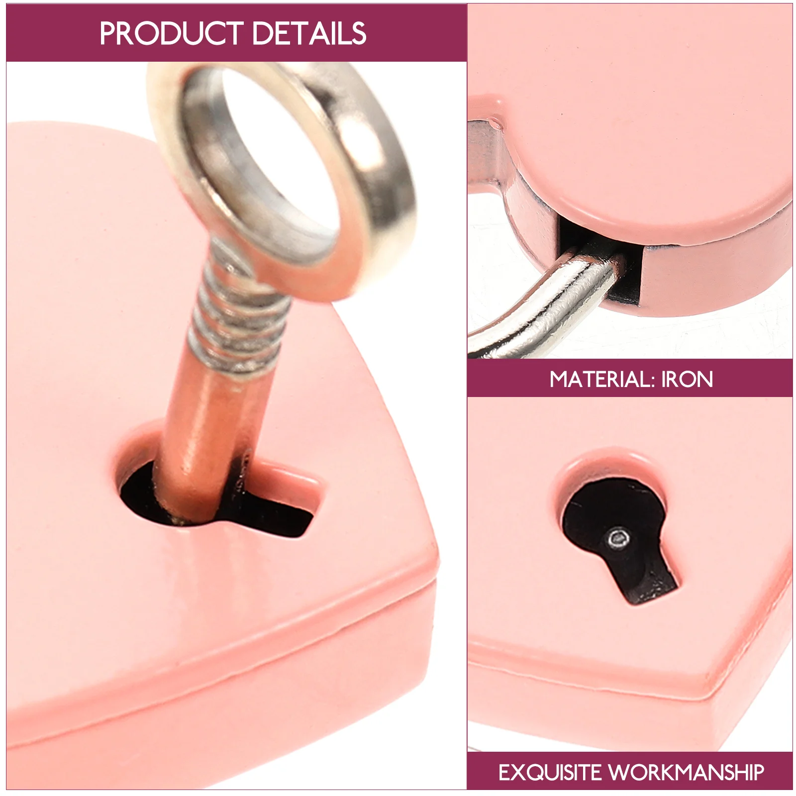 

2pcs Small Metal Heart Shaped Padlock Lock With Key For Suitcase Locker Jewelry Box Luggage Diary Handbag Backpack Storage Box