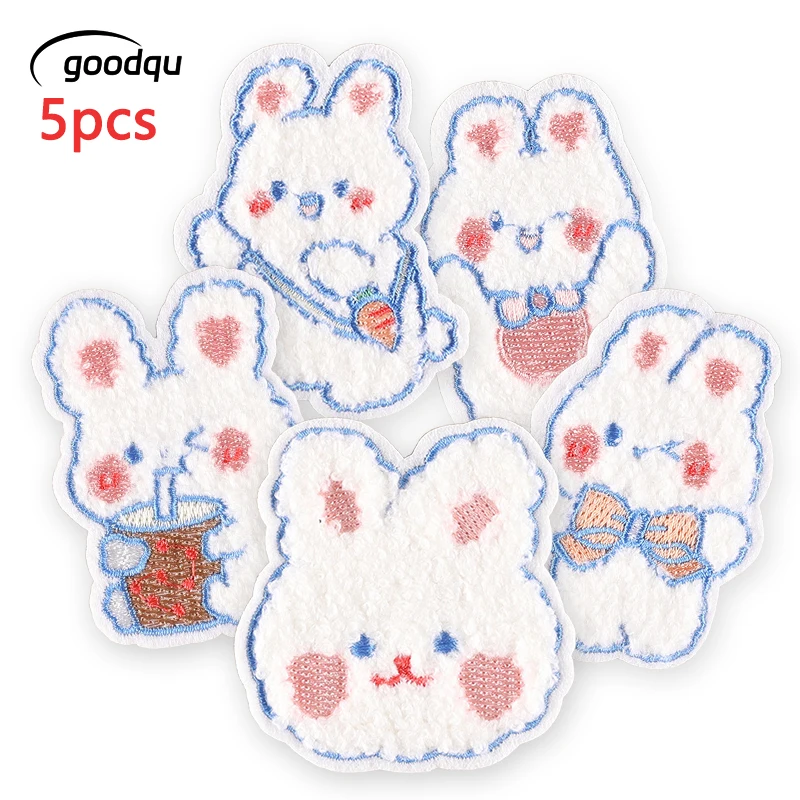 5 stücke Kaninchen Nette Eisen Patches Für Kleidung Gestickte Auf Jacke Kinder Lot Aufkleber Pack Tiere Nähen Stoff Diy Outdoor thermische – Detail 1