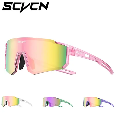 SCVCN 여성 스포츠 선글라스 남성용 핑크 패션 사이클링 안경 스트리트 쉐이드 운전 UV400 자전거 자전거 하이킹 골프 야구