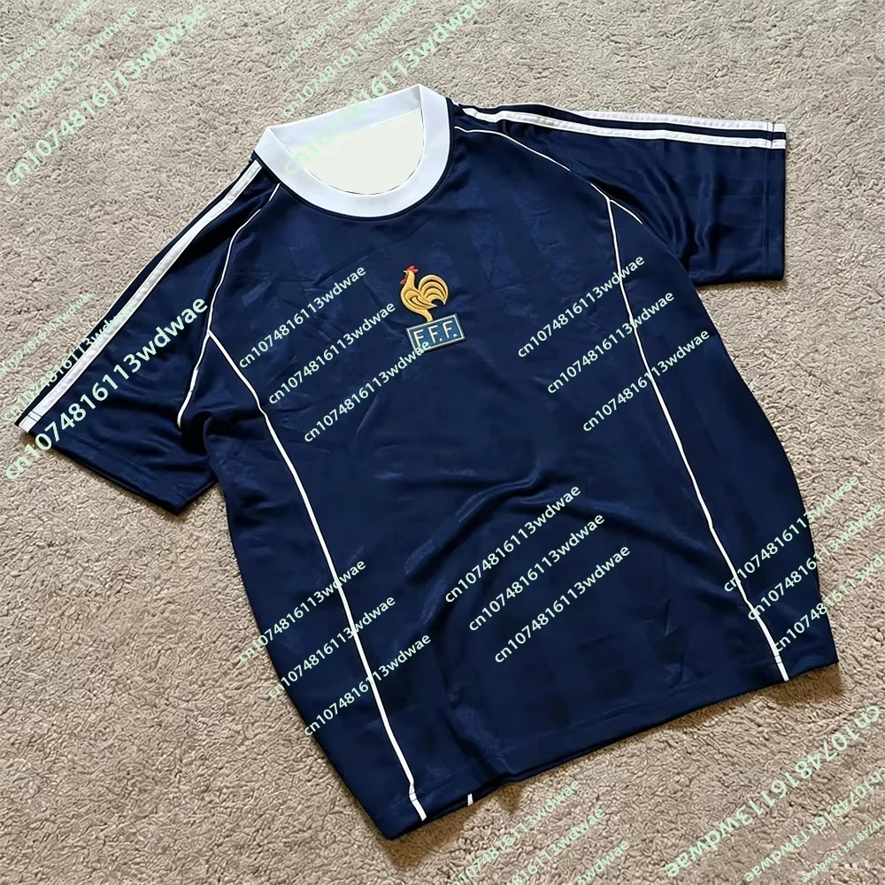 Unisex France Soccer Jersey White Crew Neck Splash Thin Stripe Rooster Print Star Decor 2026 Fan Football Shirt