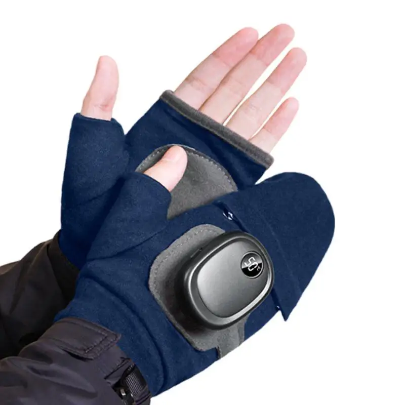 Electric Gloves Windproof Electric Heating Mittens Adjustable Electric Heated Gloves Portable Smart Fingerless Gloves For