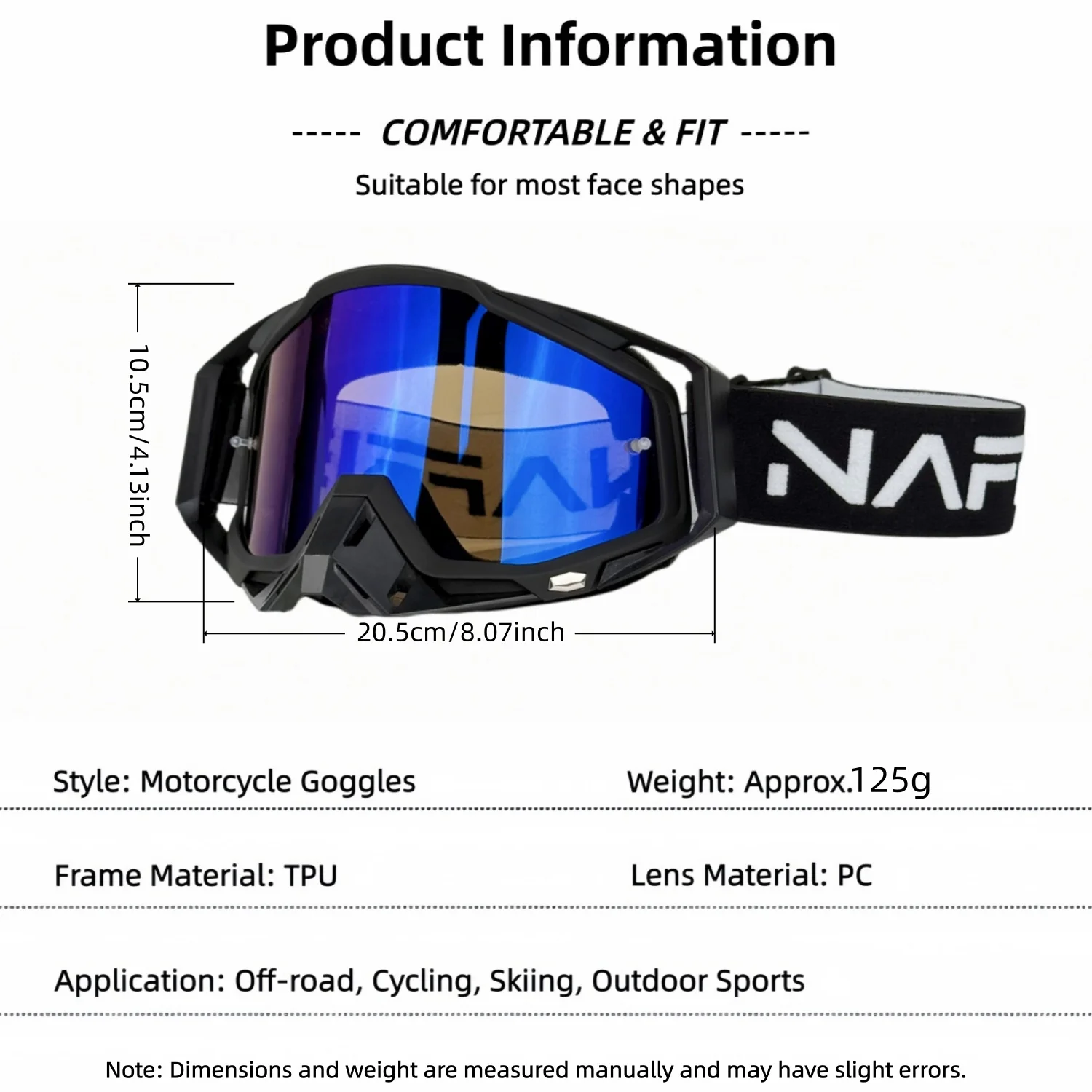 Gafas de Motocross HD UV400 para Conducción Todoterreno, Casco a Prueba de Viento y Polvo, Gafas de Protección para Ciclismo, Esquí y Deportes al Aire Libre
