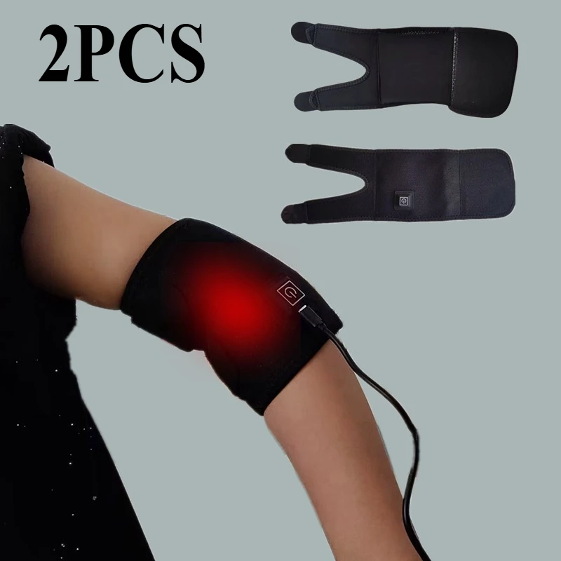 2/1 pçs elétrico aquecido joelho massageador cinta ajustável 3 engrenagem temperatura protetor de cotovelo compressa quente ombro cinto protetor