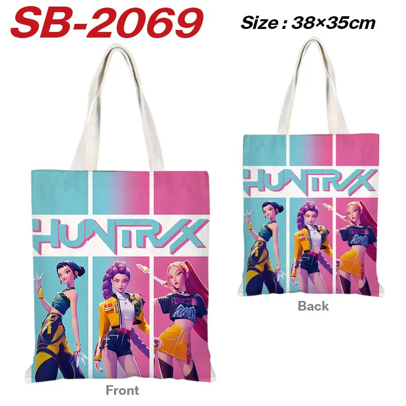 K-Pop Demon Hunters Toy Anime Kpop Girl Group Rumi Zoey Mira Figures Canvas Bag Student Shopping Single-Shoulder Bag Xmas Gift