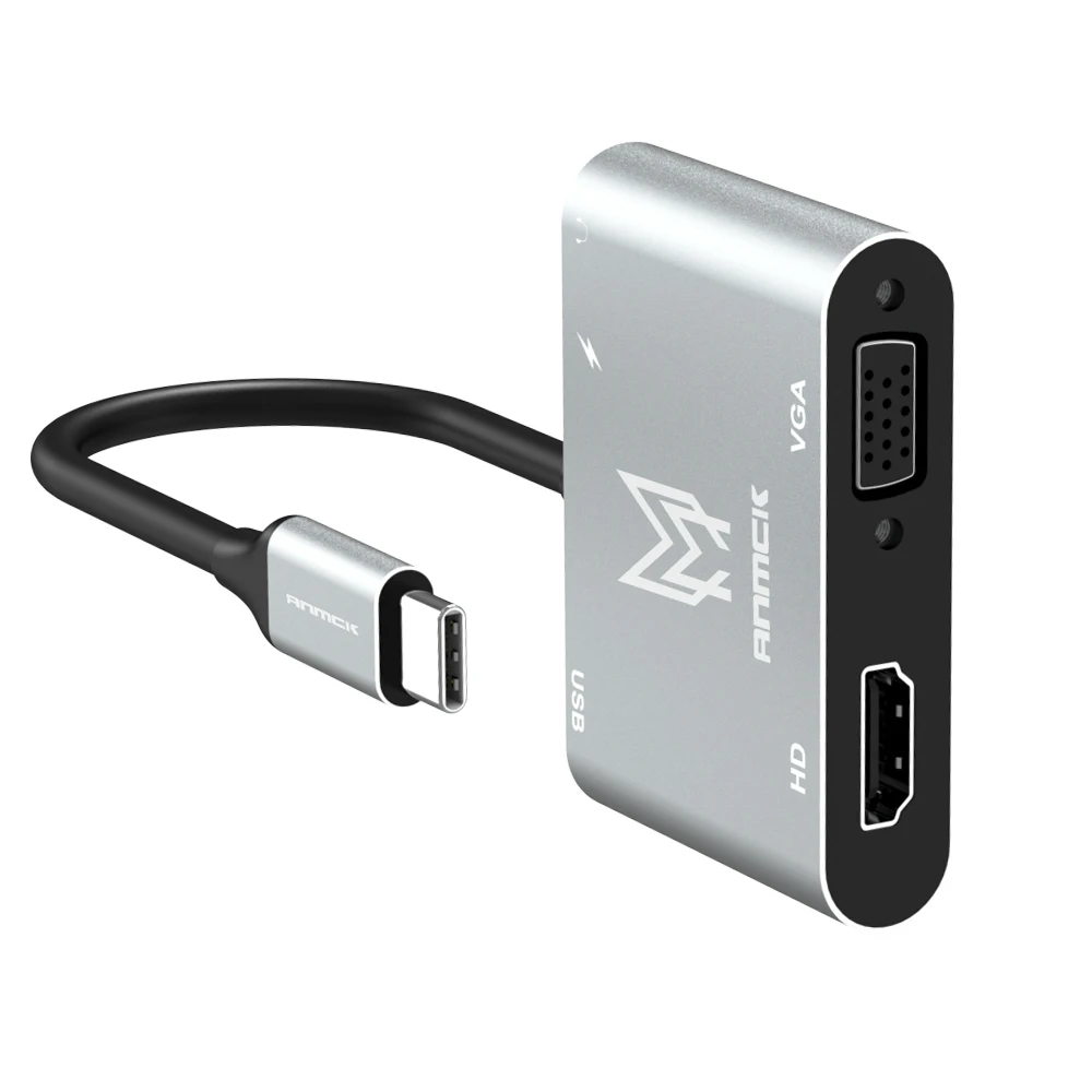 Anmck USB C 4K Loại C Adapter VGA USB3.0 HDMI-Tương Thích Âm Thanh Chuyển Đổi Video PD 87W bộ Sạc Nhanh Dành Cho Macbook Pro Samsung S9