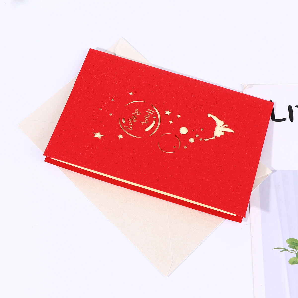 

3pcs 3D Up Little Fairy Blessing Greeting Card Premium Eco-Friendly Vibrant Creative Party Invitation Gift Birthday Red