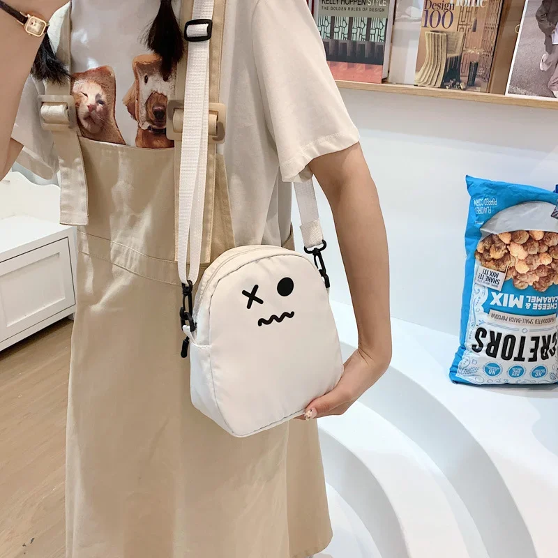 Bolso de hombro de dibujos animados para mujer, cartera de mano con diseño de fantasma, Kawaii, Harajuku, pequeña capacidad