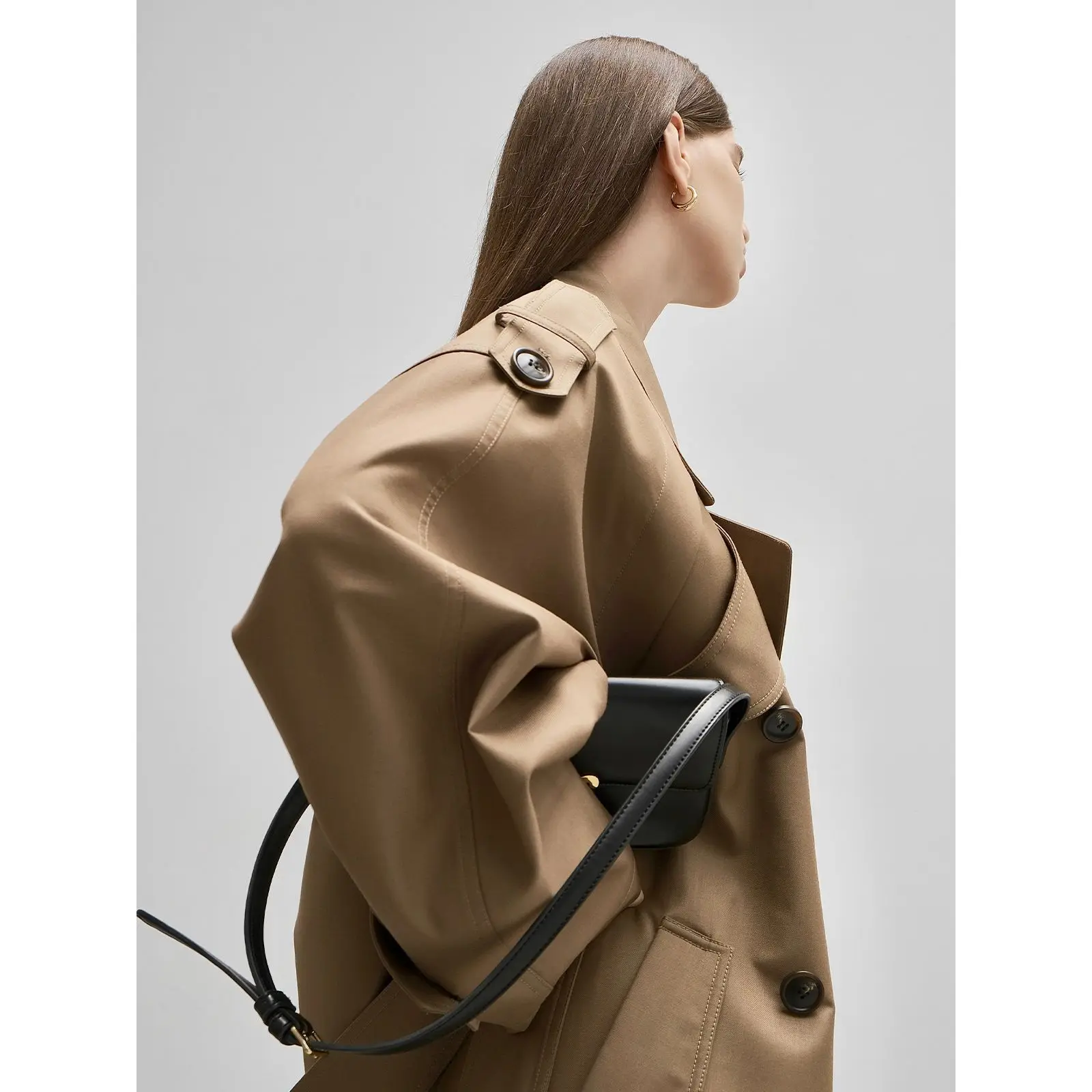 2025 New Spring Autumn Y2k Oversized Khaki Long Grey Trench Coat for Women Double Breasted Loose Casual Korean Fashion Overcoat