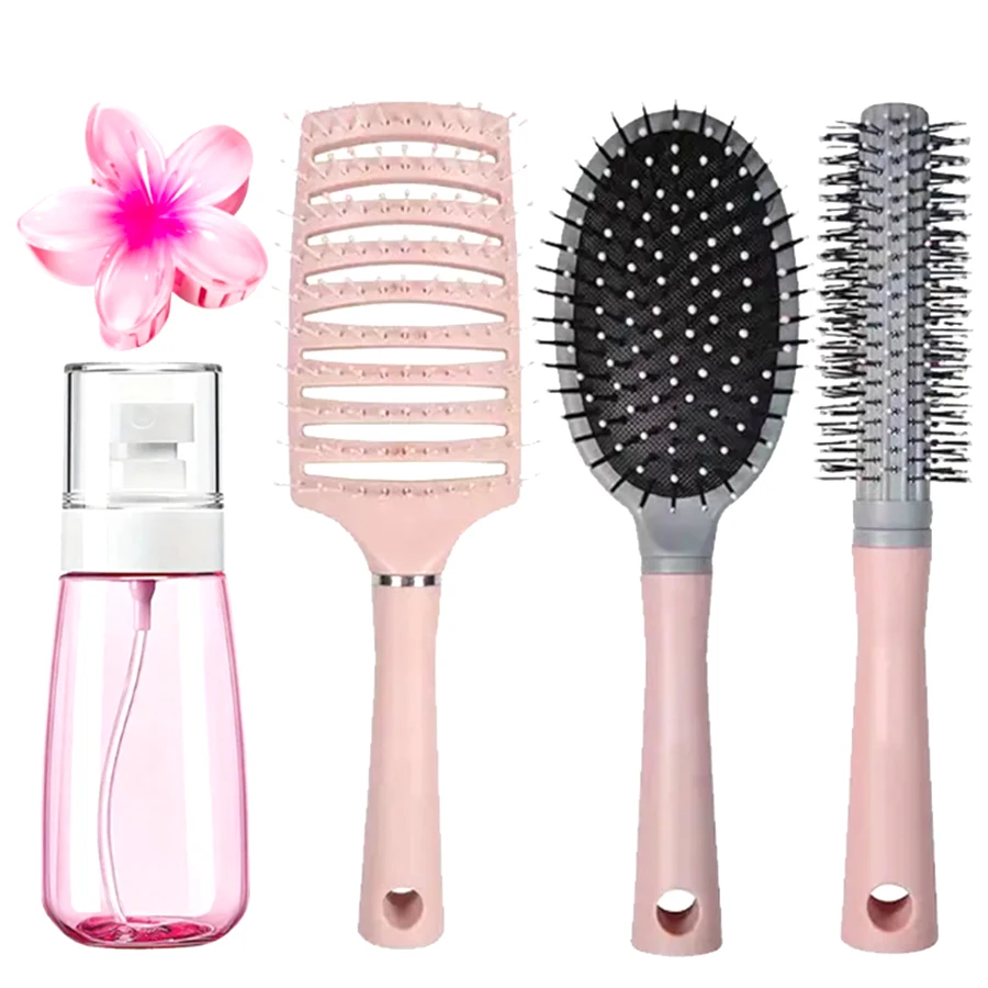 

Набор щеток для волос для женщин, нейлоновые штифты для распутывания, массажная щетка-лопатка, подушка, расчески для волос, щетка для фена с распылителем