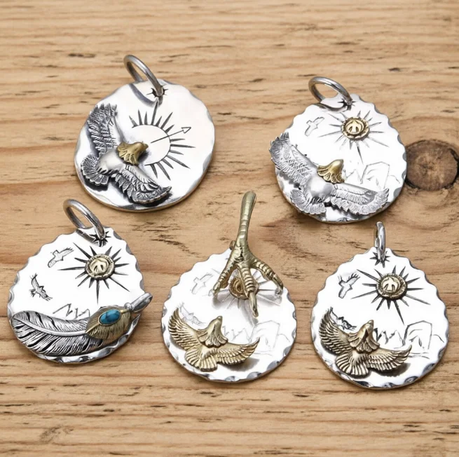 S925 Sterling Silver Pendant Personalized Eagle Pendant Sun Ray Men's and Women's Korean Fashion Matching Pendant