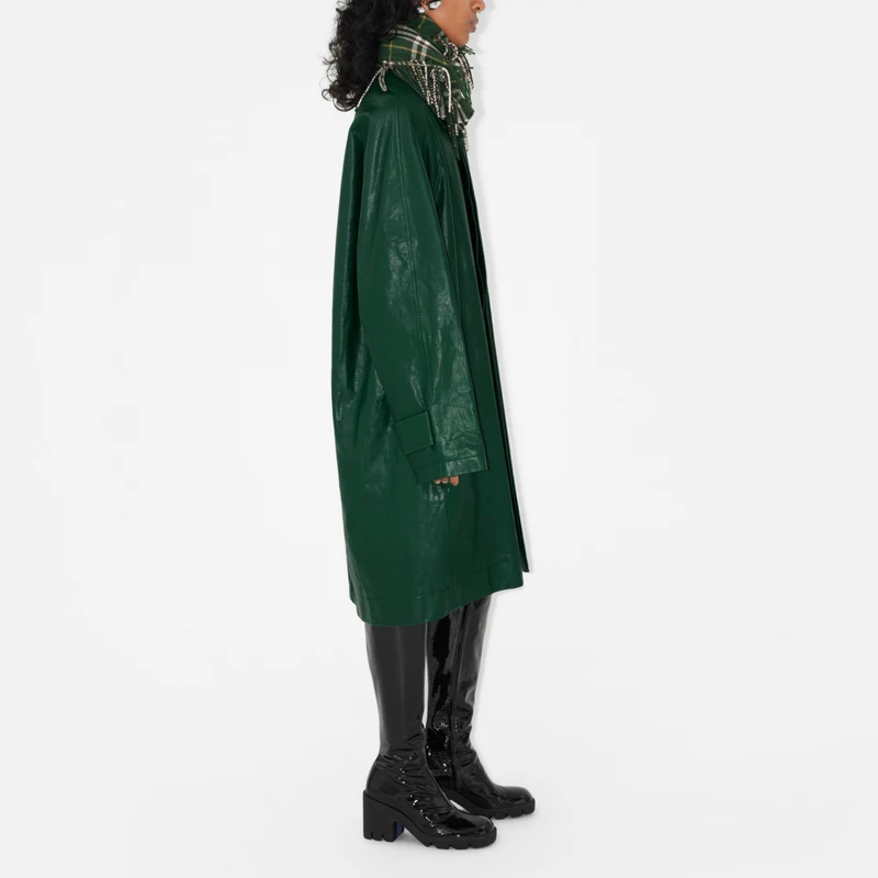 Manteau en cuir véritable pour femme, boutonnage simple, style simple, printemps et automne