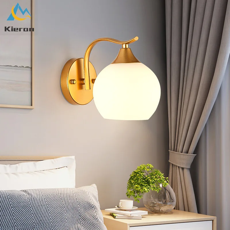 

Nordic Modern Glass Ball Led Wall Lamp Bedroom Restaurant Study Hotel Bedside Wall Lights Living Room Decor Iron Art Wall Lamps