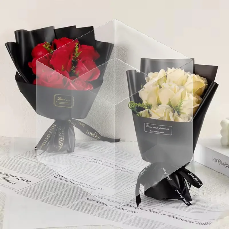 Bouquet de 9 Roses Artificielles en Savon – Idéal pour Noël, Mariages, Anniversaires, Saint-Valentin – Cadeau DIY, Décoration Maison – Ne s'abîme pas
