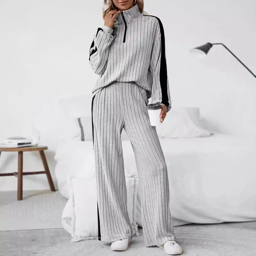 

Large Size Women's Autumn Style Sweatshirt Set Wide Leg Pants Long Sleeve Intellectually Stylish Winter Fashion Set